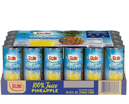 Dole 100% Pineapple Juice 24pk
